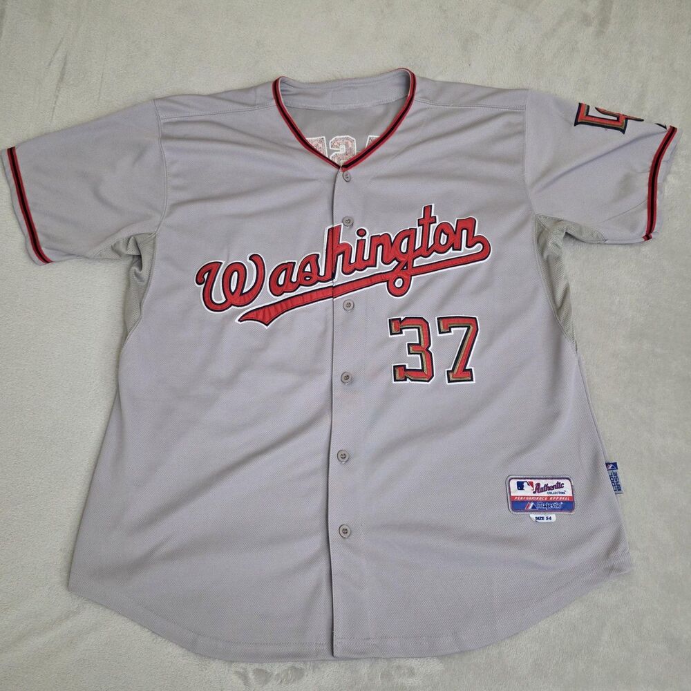 Washington Nationals Jersey Mens Size 54 Gray MLB Baseball Strasburg 37 Majestic